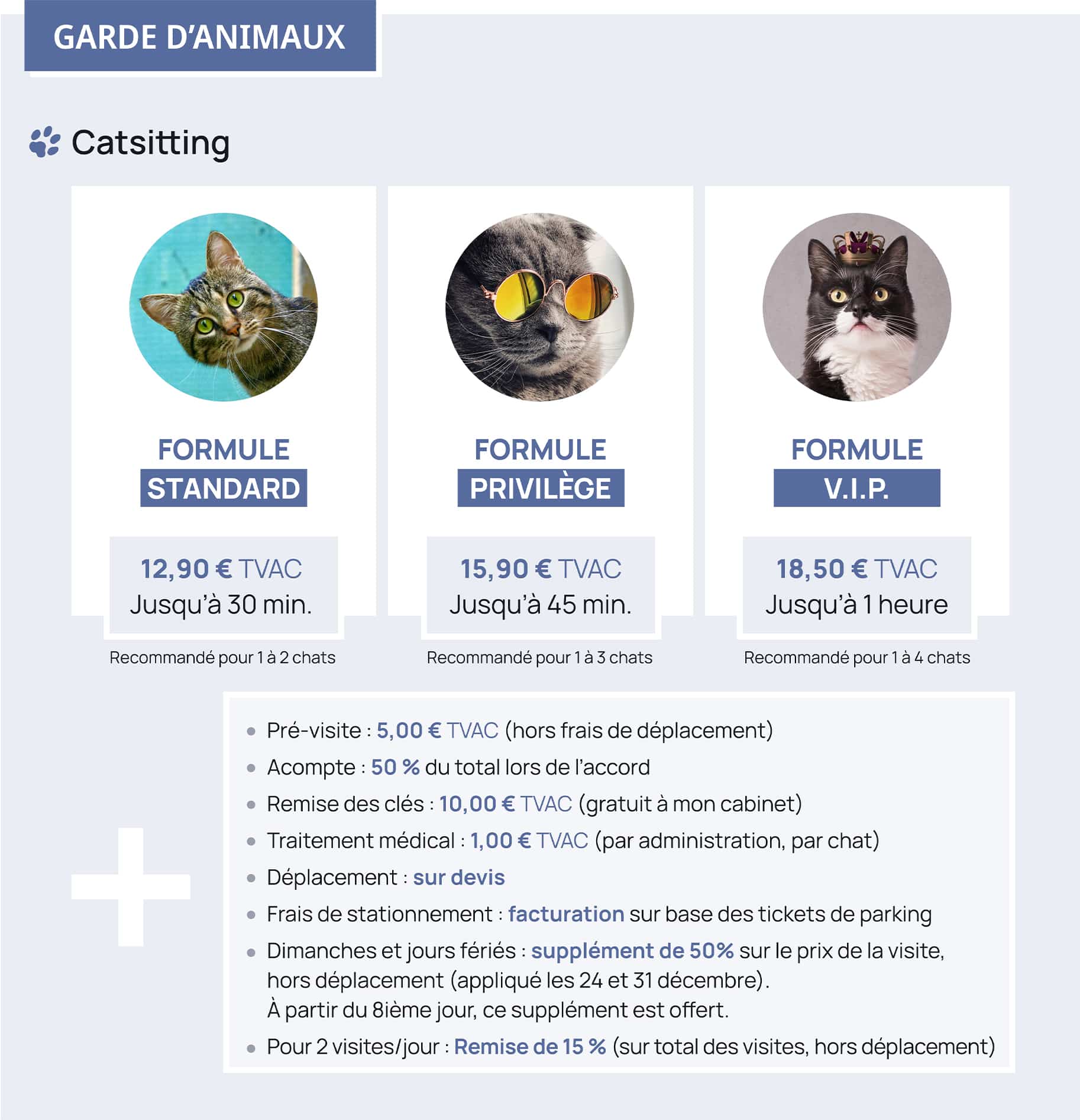 Prix pour le catsitting Stephandco